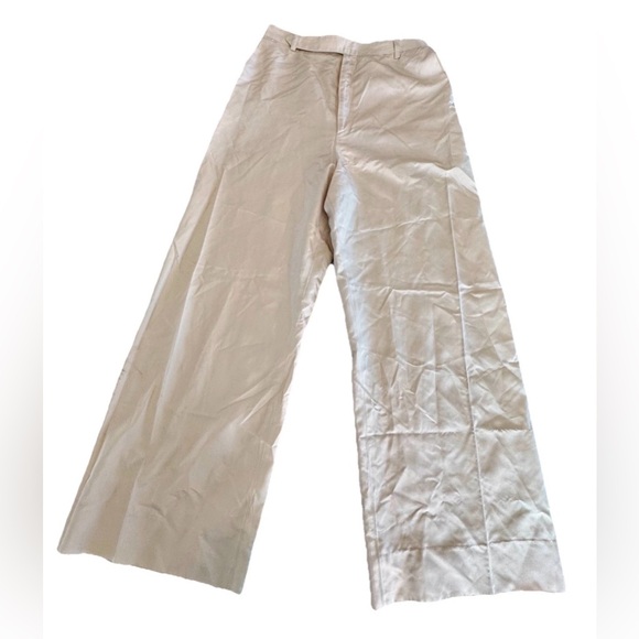 Yves Saint Laurent Pants - Yves Saint Laurent Ivory Silk Wide Leg Slacks Size 38 VTG (Fits ~26x27.5)